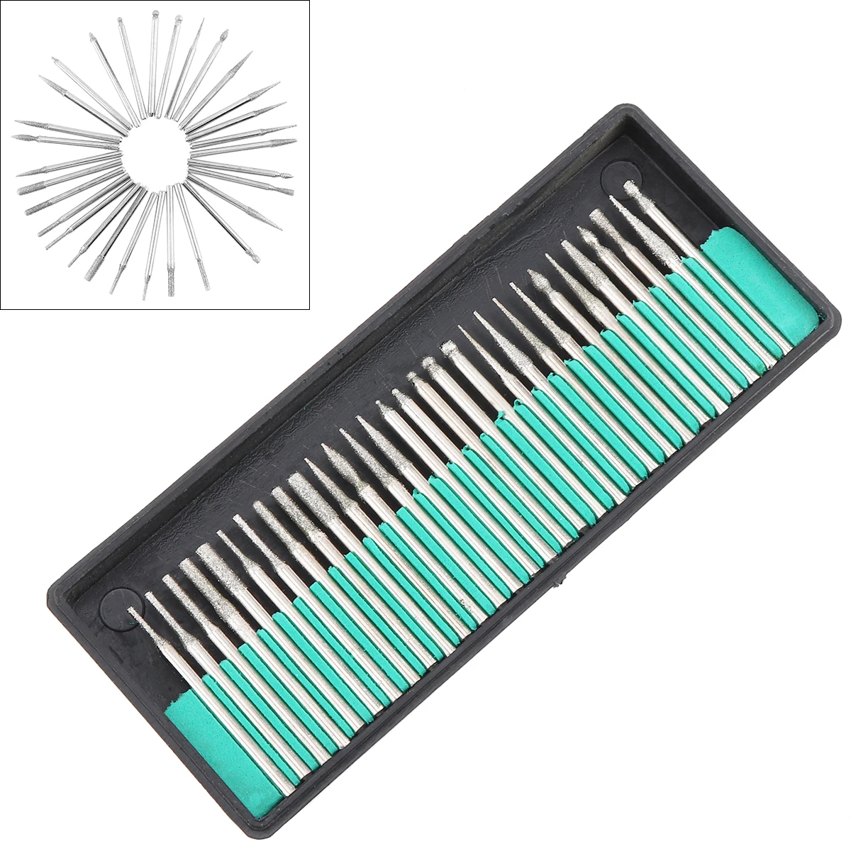 30pcs Diamond Burr Drill Bits Kit For Electric Drills Grinding