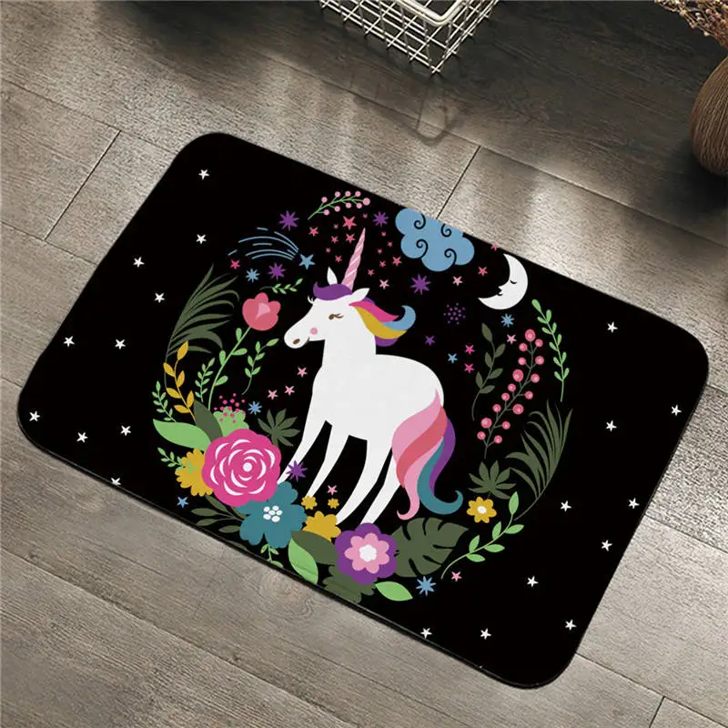 Unicorn 2 Постельные принадлежности Outlet Единорог входная дверь коврик нескользящий ванная комната ковер цветочный ковер мультфильм печать для детской комнаты напольный коврик 50 см x 80 см - Цвет: Unicorn 2