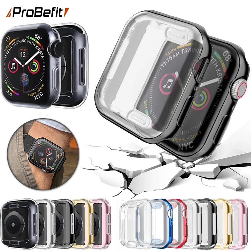 Чехол для часов для Apple Watch Series 5, 4, 3, 2, 1, ремешок, чехол 42 мм, 38 мм, тонкий ТПУ чехол, защита для iWatch 4, 3, 44, мм, 40 мм