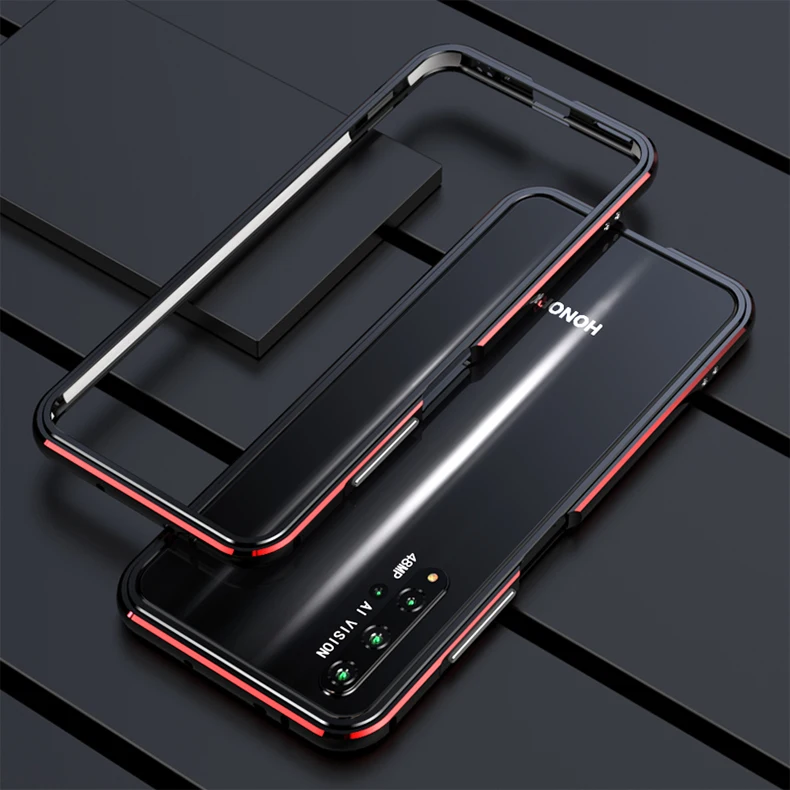 black and red Для huawei Nova 5t чехол роскошный глянцевый алюминиевый бампер чехол для huawei Nova 5t чехол fundas Honor 20 чехол с металлической рамкой - Цвет: black and red
