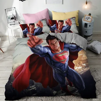 

DC Marvel Heroes Series 3D Bedding Set Superman Batman Flash Super Hero Print Duvet Cover Set Bedcloth with Pillowcase Bed Set
