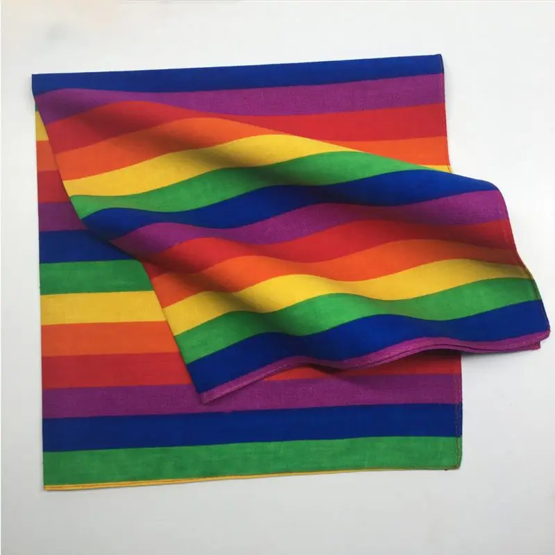 Cycling Bandana Bandana Headscarf Cotton Bandana Multifunctional Bandana Festival Rainbow Colorful Seven Stripes 55x55CM Unisex Cotton Pocket Square Scarf Headband Bandana Gay Parade Wristband Neck Tie