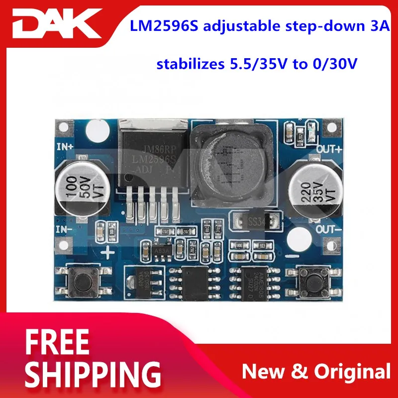 LM2596S DC-DC DC Регулируемый понижающий Регулируемый источник питания, зарядная Модульная плата 3A 5A 75 Вт 24 В до 12 В/5 В - Цвет: LM2596S 5.535V  030V