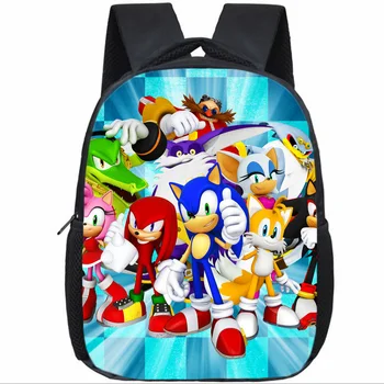 Mochila de Sonic para niños, morral escolar para guardería, bonito patrón de impresión, suministros escolares de Anime, gran oferta