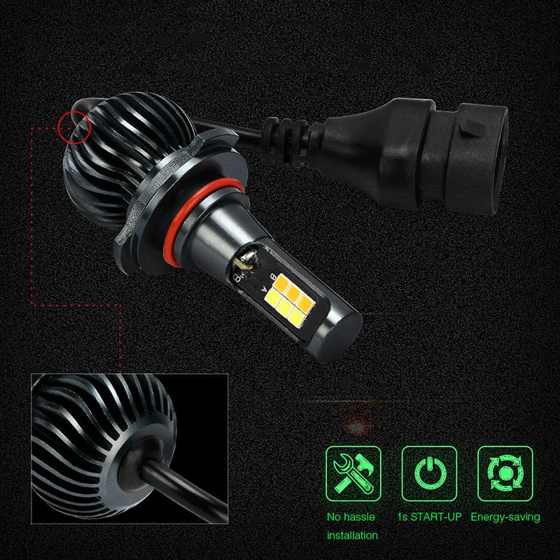 9005 HB3 9006 HB4 Автомобильные фары белый янтарь двойной цвет 12SMD светодиодный Противотуманные фары для вождения Замена внешней конверсии