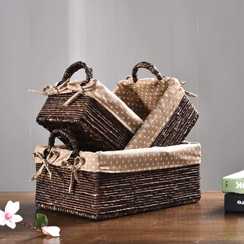 

Strange Rattan Plaited Articles Woven Basket Manual Straw Plaited Article Desktop Accept Basket Snacks Magazine Arrangement Box