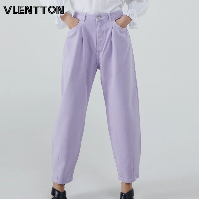 2020 Women Spring Autumn Fashion Vintage Purple Denim Harem Pants Oversize Casual Loose Jeans Trousers Female Pantalon Femme | Женская