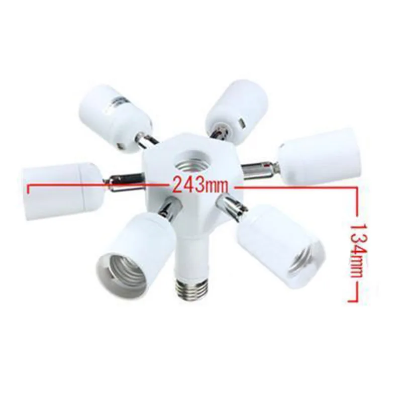 

1 Socket Into 6 Standard E27 Base Light Lamp Bulb Splitter Adapters Holder Socke