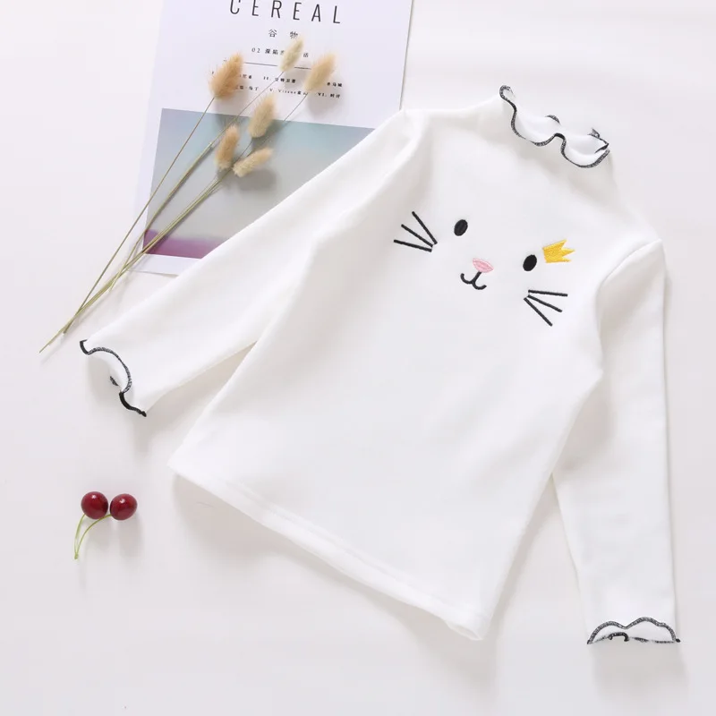 white velvet Коллекция года, новая детская одежда хлопковая майка в полоску топы для девочек, рубашка с длинными рукавами одежда для детей возрастом от 2 до 7 лет разноцветная футболка - Цвет: white velvet