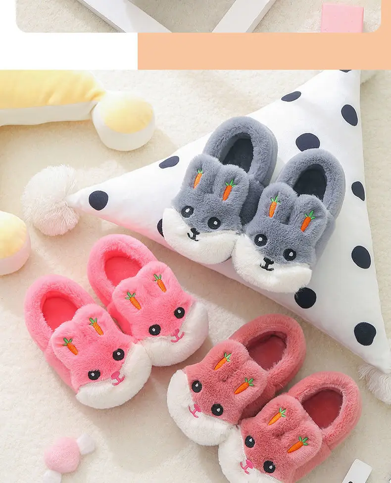 Kids Cotton Slides Autumn Winter Indoor Non-slip Cute Rabbit Non-slip Kids Shoes Home Slippers Fashion Baby Boys Girls Slippers bata children's sandals