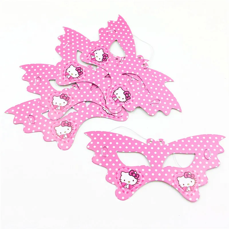 Masks-10Pcs Скатерть принцессы hello kitty для девочек, подарочный набор для дня рождения, тарелка и чашка для вечеринки, маска для душа, одноразовые наборы посуды - Цвет: Masks-10Pcs