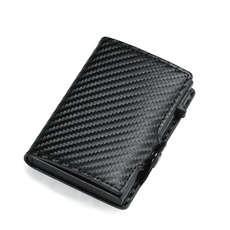 

Zovyvol 2020 New Men Fashion Carbon Fiber Smart Wallet RFID Antitheft Aluminum Credit Card Holder Hasp Minimalist Wallet