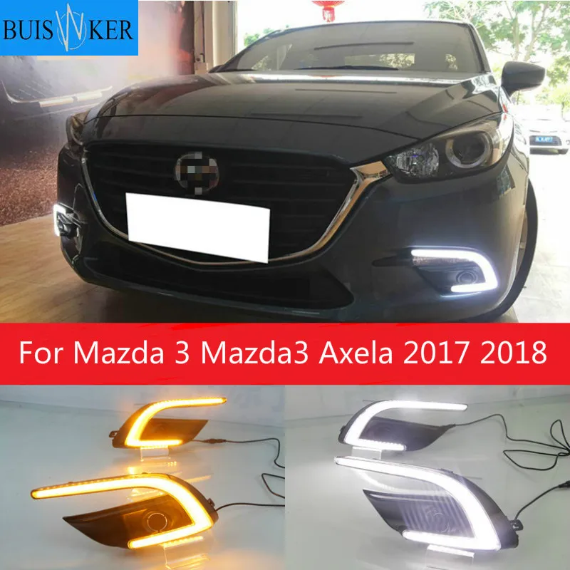 

Для Mazda 3 Mazda3 Axela 2017 2018 вождения ABS DRL с желтым сигнал поворота Габаритные светильник противотуманная фара реле Дневной светильник