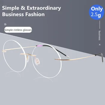 

Round Rimless Eyeglass Frame Optical Women Frameless Clear Lens Metal Big Circle Flexible Eye Glasses Frames for Men Gold Silver