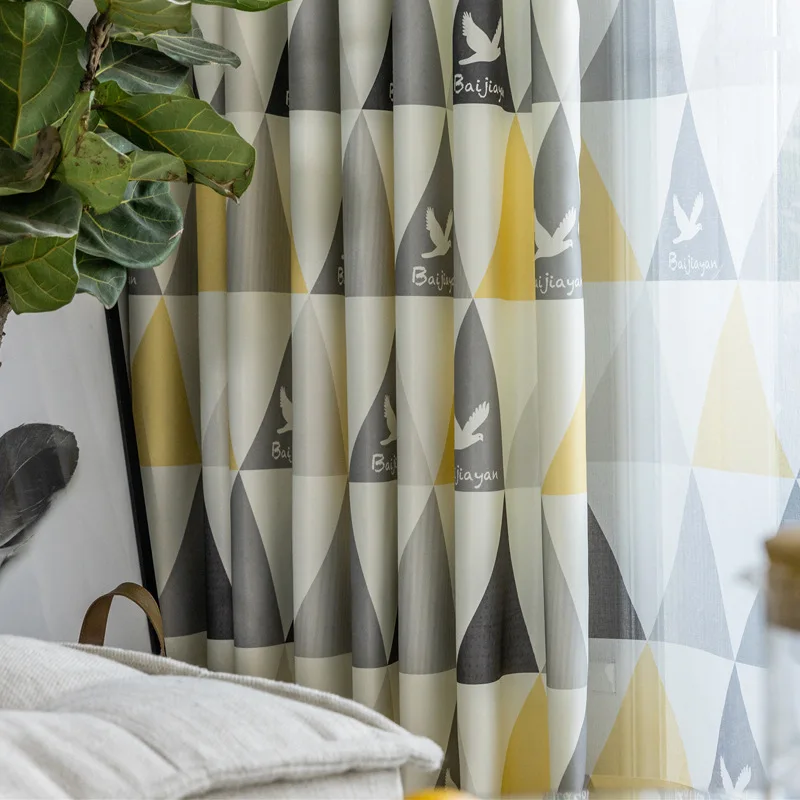 

Printing Geometric Semi-shading Curtains for Living Dining Room Bedroom.