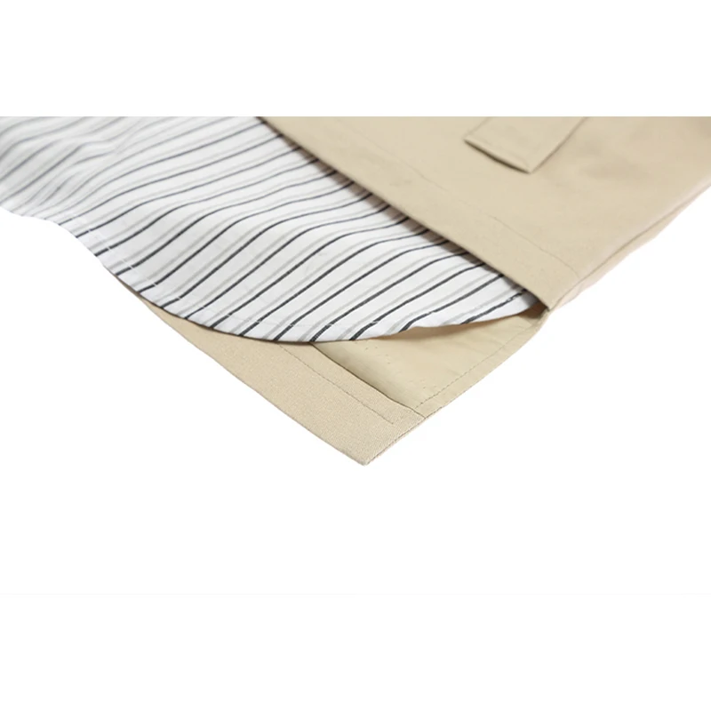 Finest  [EAM] Loose Fit Striped Waistbelt Two False Piece Suit Jacket New Lapel Long Sleeve Women Coat Fash