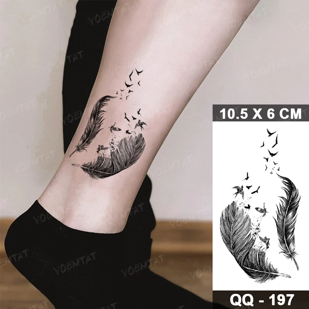 Tatouage Plume Oiseaux Qui S envolent Autocollants de tatouage temporaire imperméables, ailes de plumes noires,  flèche à hirondelle Flash, tatouage pour bras, poignet, cheville, Art  corporel, faux tatouage pour femmes et hommes | AliExpress