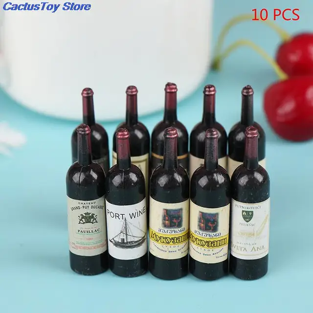 10Pcs 1/12 Dollhouse Miniature Accessories Mini Wine Bottle Set With Box Simulation Drinks Model Toys For Doll House Decoration 2