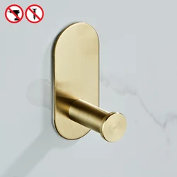 Brushed Gold Bathroom Hardware Set - Robe Hook, Towel Bar, and Toilet Paper Holder (Gold Hook)