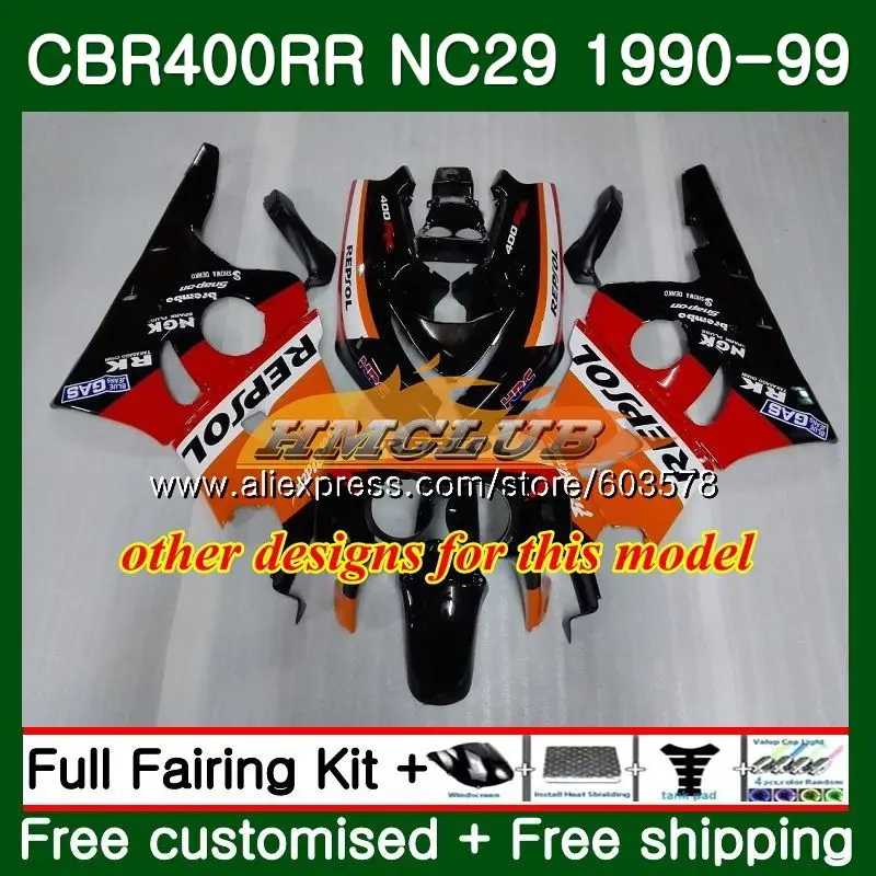 CBR400 RR для HONDA CBR400RR NC29 1994 1995 1996 1997 1998 1999 97CL. 4: желтый, белый CBR 400 RR 400RR 94 95 96 97 98 99 обтекатель