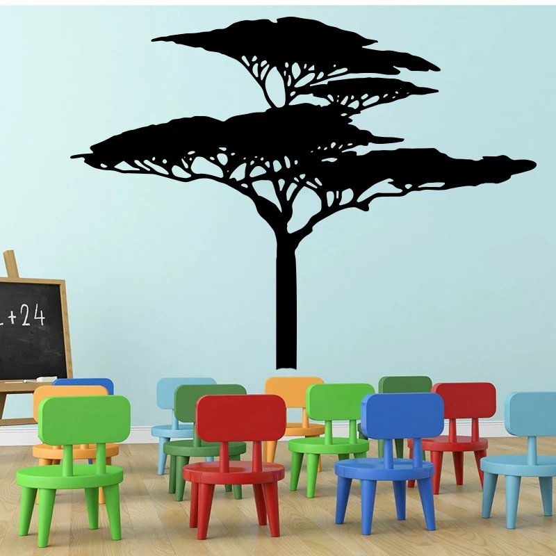 Large African Tree Wall Sticker Jugle Forest Branch Leave Tree Plant Wall Decal Kids Room Bedroom Vinyl Home Decor (2)