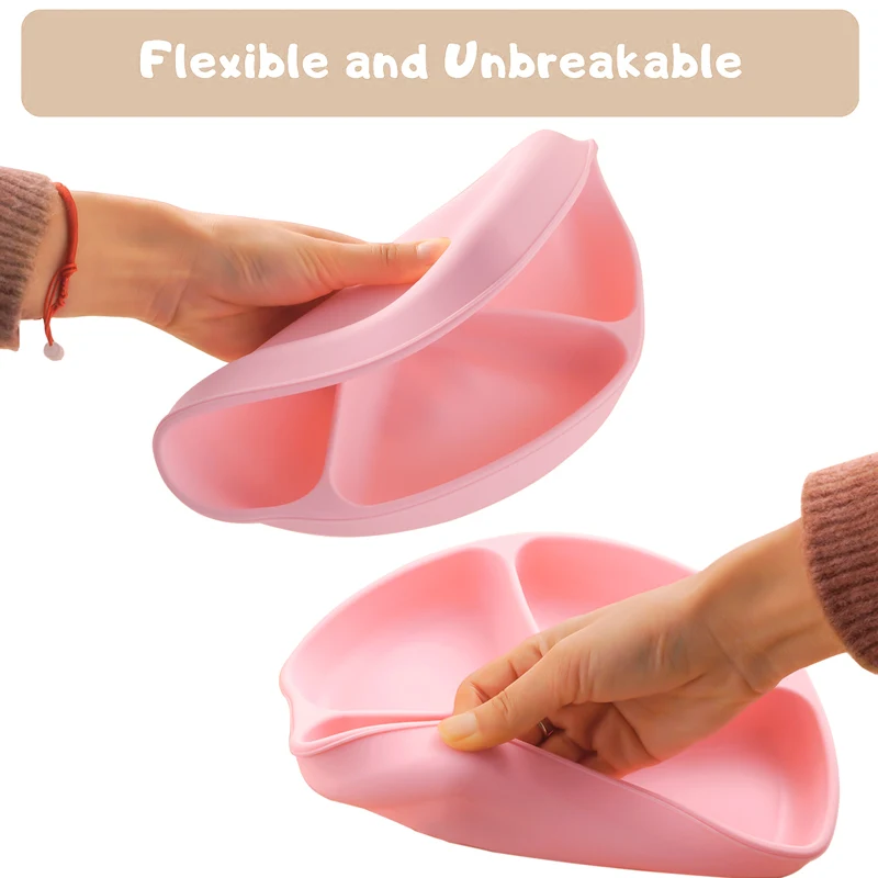 Baby Feeding Soft Silicone Children's Tableware BPA Free Waterproof Spoon Non-slip Dust Cover Dishes Plates Newborn Accessories 4