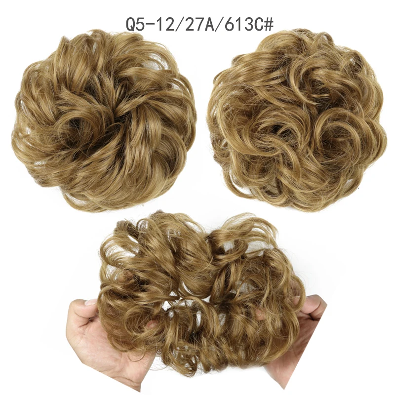 MERISIHAIR, вьющиеся резинки для волос, шиньон, с резинкой, коричневый, серый, синтетические волосы, кольцо, обруч на грязные пучки, хвосты - Цвет: 12 27A 613
