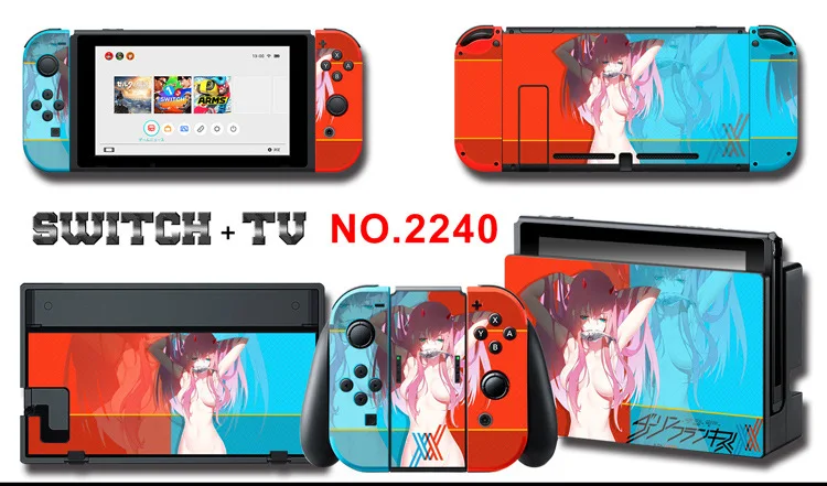 1set New Cute Anime Full Body Sticker for NS Switch Protective Cover Skin Colorful Art for Game Console Joy-Con Controller Decor