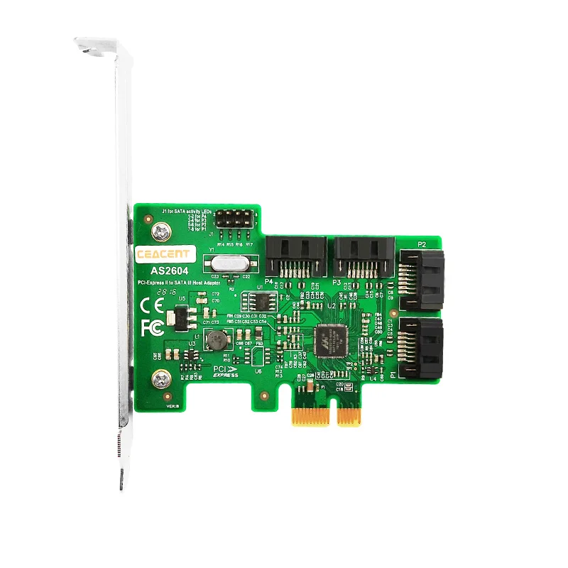 

AS2604 6Gb/s SATA3.0 Control Card 4 Port PCIe2.0 X4 sata hdd ext riser