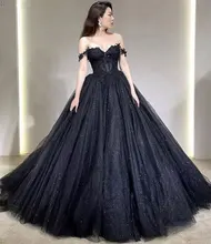 Black Sexy Off Shoulder A-line Sweetheart Prom Gowns Formal Crystal Evening Dresses Backless Sleeveless Vestidos Свадебное плать
