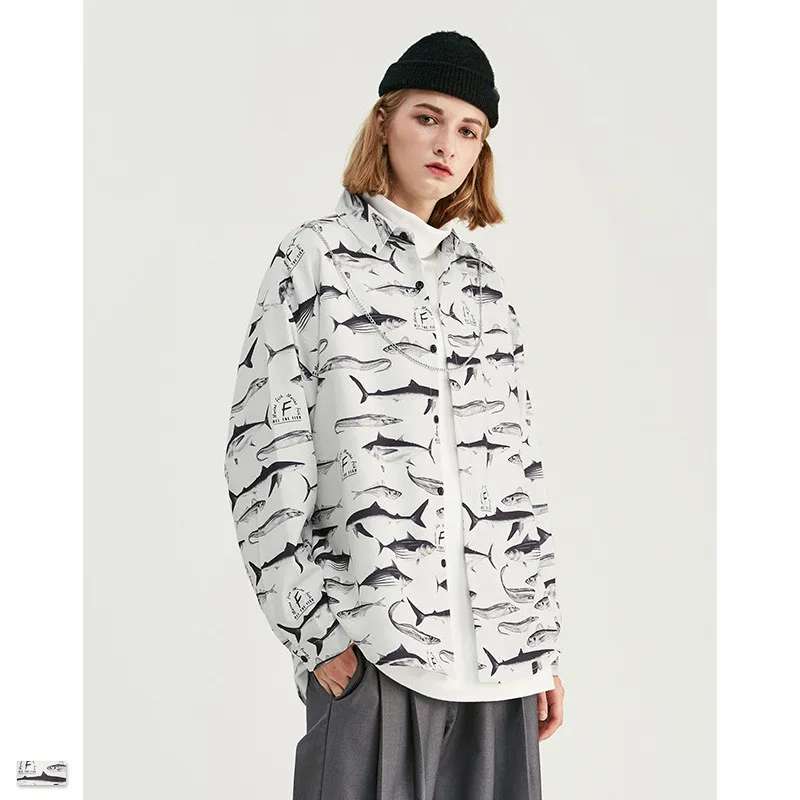 Ковбойская безрукавка для мужчин wo мужские рубашки kanye west хип хоп Arctic fish Гавайские пляжные осенние уличные Топы повседневные рубашки с длинными рукавами Harujuku