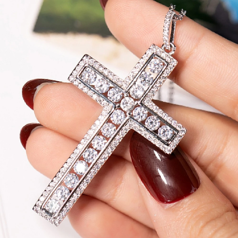 Is Rusteloos Ga terug Nieuwe 925 Zilveren Prachtige Bijbel Jezus Kruis Hanger Ketting Voor  Vrouwen Mannen Kruisbeeld Charm Gesimuleerde Platina Diamanten Sieraden  N024|Schakel ketting| - AliExpress