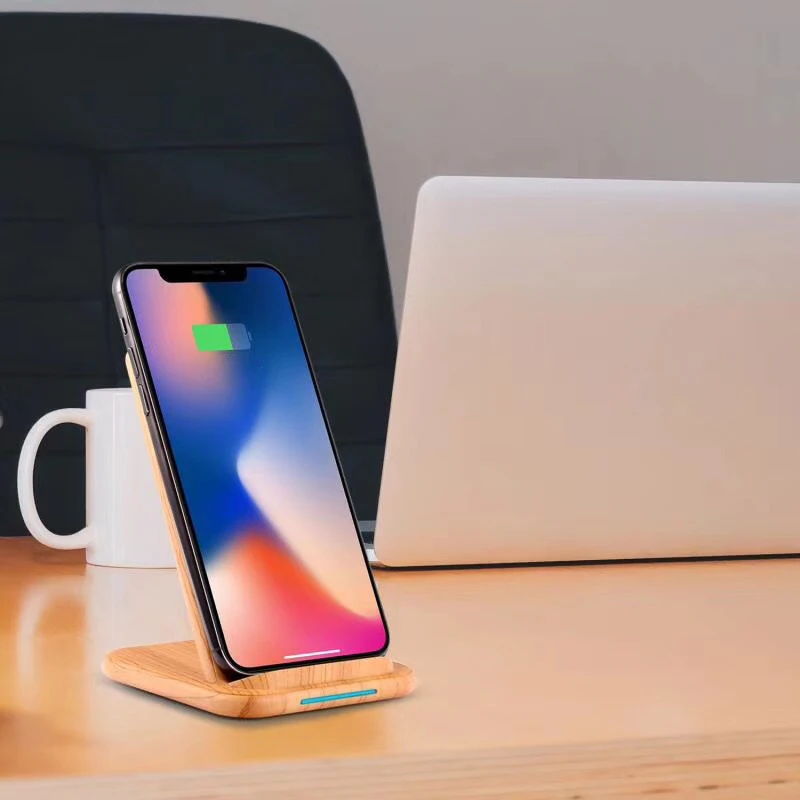 Крутой стандарт QI для Apple/Android беспроводное быстрое зарядное устройство для huawei Xiaomi Мобильная Вертикальная древесина Беспроводное зарядное устройство Быстрая зарядка