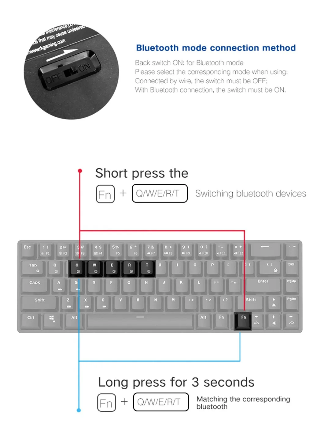 RK855 Dual Mode 68-Portabel Kunci Keyboard Gaming Ergonomis ...