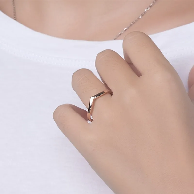 Stackable rings stainless steel rings finger rings metal rings fashion ring fashion rings 2mm Thin V Shape Stackable Ring Stainless Steel Plain Polished Band for Women Girl Size 5-10