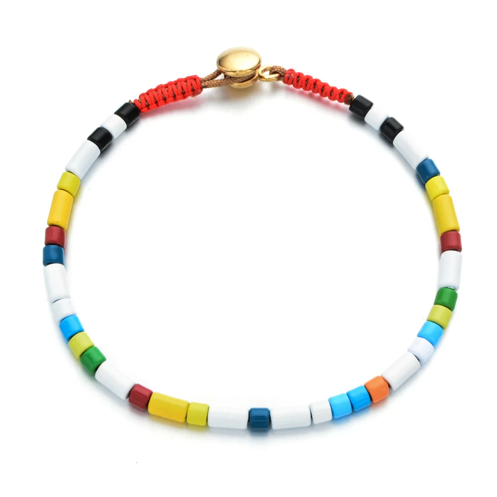 

ZMZY Fashion Tube Beads Bracelet Rainbow Tile Bracelet Bohemian Stackable Stretch Bracelets Jewelry For Women Gifts