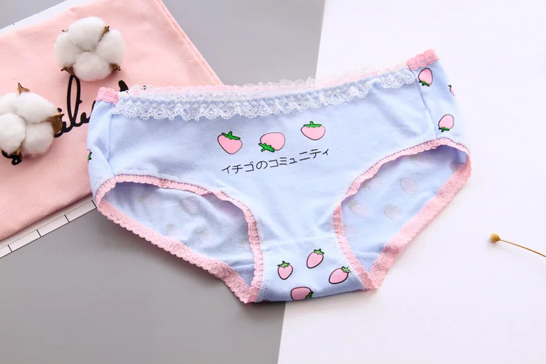 Женские сексуальные милые Kawaii японское клубничное нижнее белье пастельные трусики Фея Лолита косплей случайный цвет