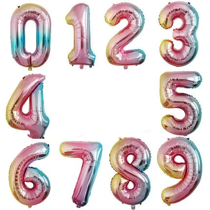 40Inch Big Foil Birthday Balloons Air Helium Number Balloon Figures Happy Birthday Party Decorations Kid Baloons Birthday Balon - Цвет: Gradient