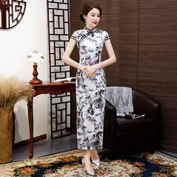 Новые летние женские классические платья в китайском стиле с цветочным принтом, украшенные искусственным мехом, элегантные негабаритные