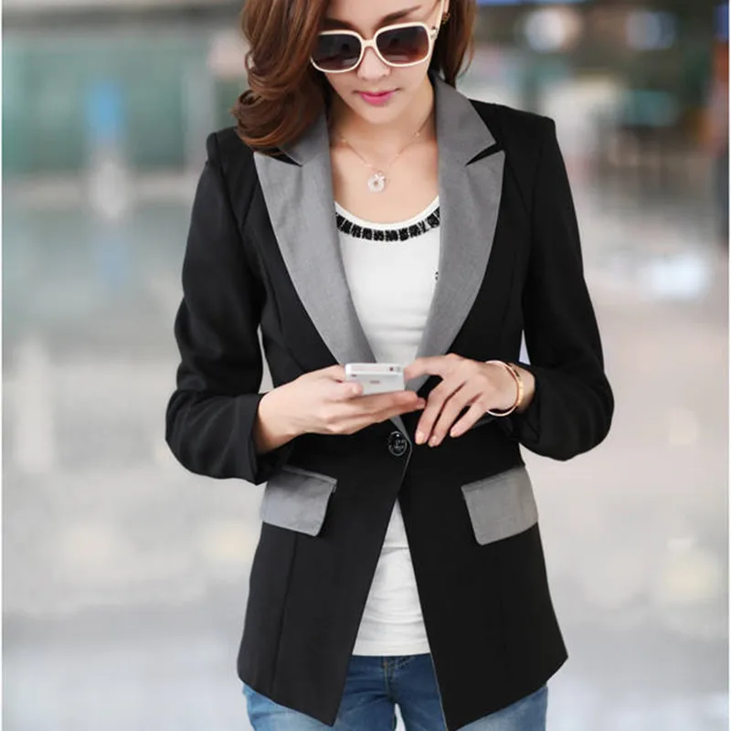 black Для женщин Куртки Newstyle Темперамент Модный костюм Для женщин куртка шить тонкий длинное зимнее пальто с длинными рукавами женские офисные костюм - Цвет: black