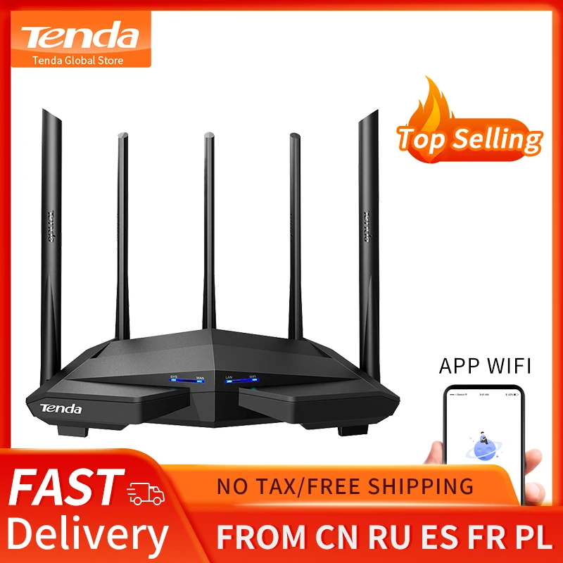 Tenda AC11 AC1200 Wifi Router Gigabit 2.4G 5.0GHz Dual-Band 1167Mbps Wireless Router Wifi Repeater with 5 High Gain Antennas