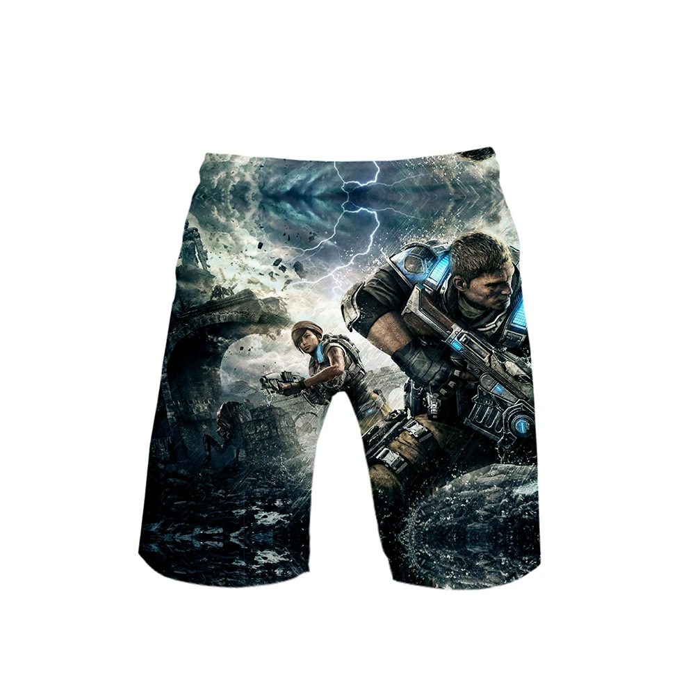 Новинка GEARS 5, пляжные шорты с 3D принтом, Мужская модная уличная одежда, шорты,, Harajuku, модная летняя одежда