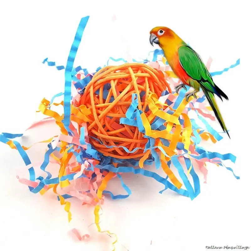 Juguete de pájaro para mascotas loro cacatúa de ratán Natural de pelota juguetes para pájaros entrenamiento juego de Lovebird suministros