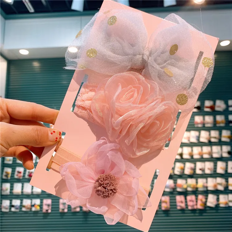 Gray big bow 3 шт./упак. Новое Детское платье с цветочным рисунком и повязка на голову для девочек с милым бантом-бабочкой на Корона тюрбан с изображением мультипликационных персонажей для детей платье принцессы с головными повязками Головные уборы набор в подарочной коробке - Цвет: Gray big bow