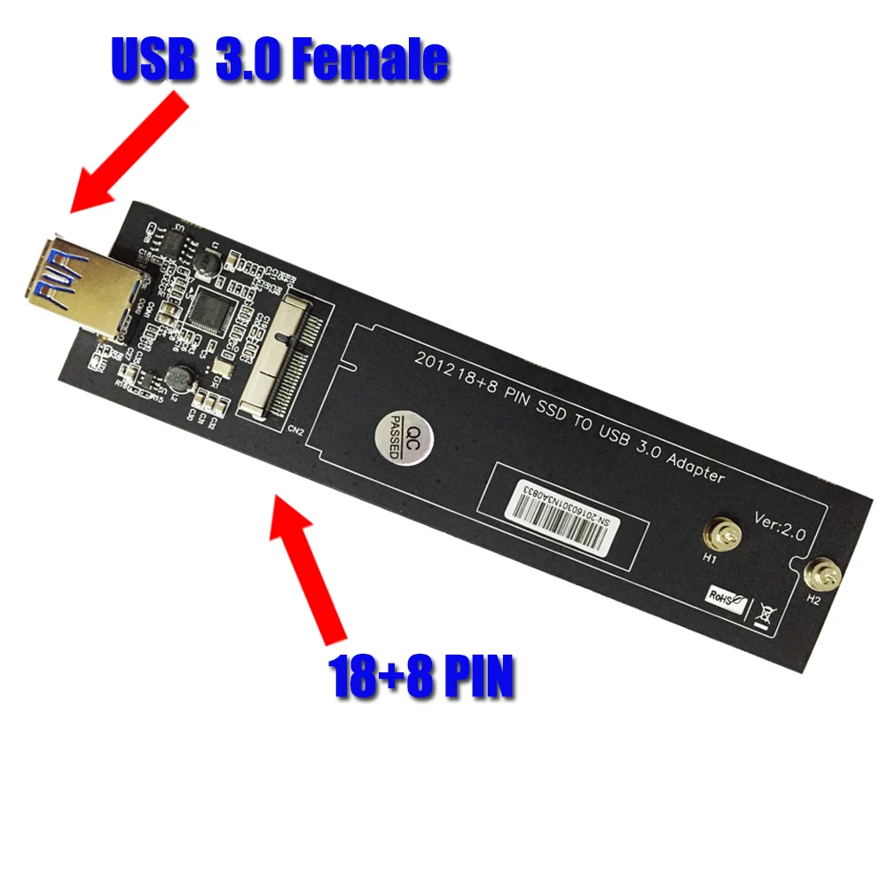 USB3.0 до 18+ 8Pin SSD адаптер Riser Card 18+ 8Pin Разъемы USB 3,0 кабель для 2012 MacBook Pro retina 90x33 мм Air SSD 110x24 мм