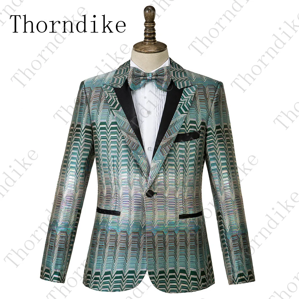 style 1 Thorndike Роскошный Блейзер новейший дизайн модный жаккардовый принт Тонкий костюм куртка мужская повседневная бизнес ужин вечерние свадебные блейзеры - Цвет: style 1