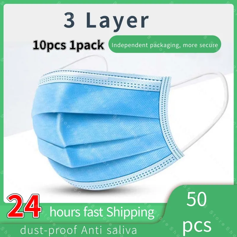 

50 pcs 100 pcs 20 pcs 10 pcs Disposable Protective Face Masks dust-proof Anti-fog Anti saliva Mouth Masks Support Dropshipping