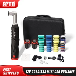 SPTA – Mini polisseuse de voiture sans fil, Micro polisseuse anti rayures sans fil 12V RO/DA, avec 2 batteries pour le polissage, le ponçage 