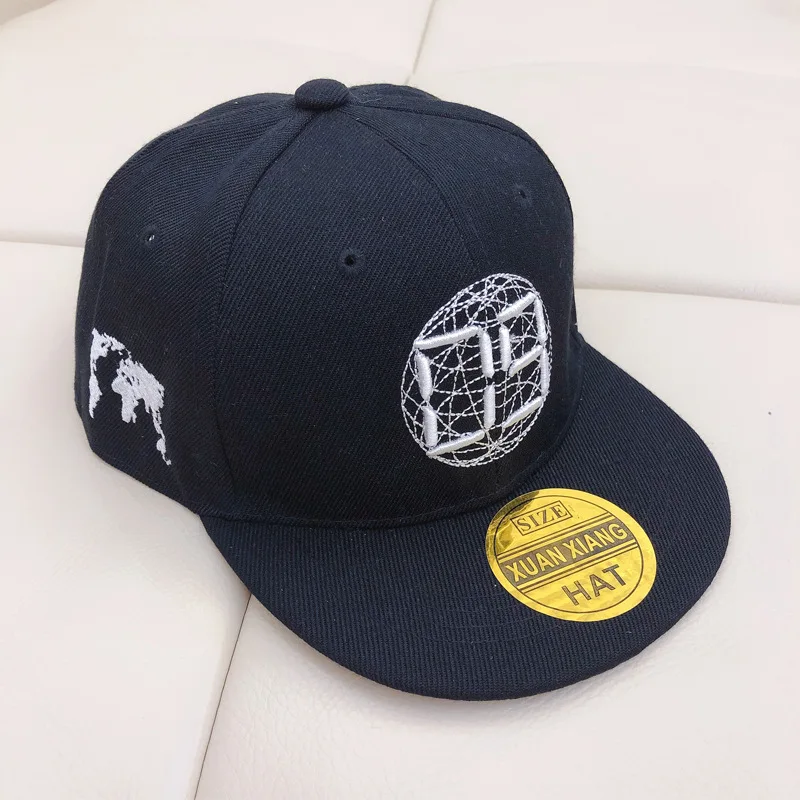 Новая 3D вышитая бейсболка детская Snapback хип-хоп шляпы для мальчиков и девочек уличные детские шляпы от солнца для от 2 до 8 лет gorras - Цвет: Black