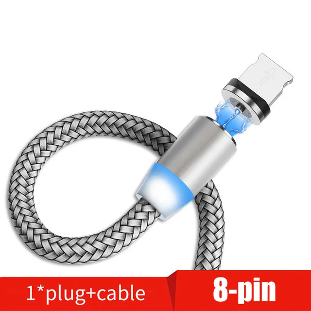 Silver For iPhone Магнитный кабель OLAF 3A, 2 м, шнур для зарядки телефона, кабель Micro USB, магнитное зарядное устройство, быстрый кабель usb type C, USB C для iPhone 11, samsung - Цвет: Silver For iPhone
